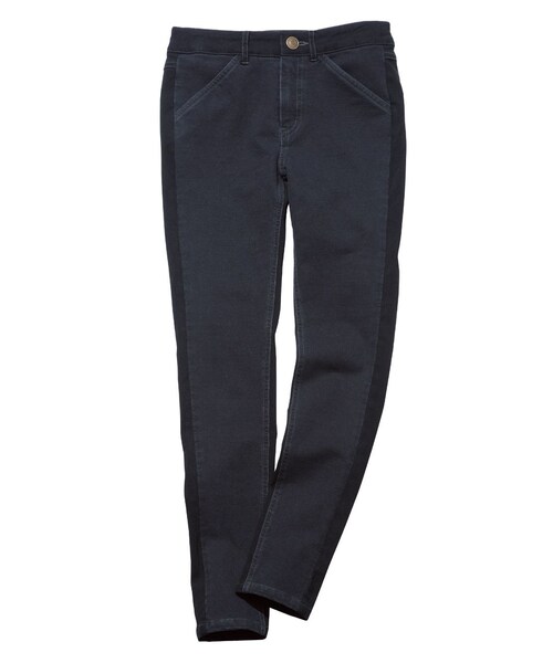 PEACH JOHN（ピーチジョン）の「マイハニービー／ＭＨＢカットコンビストレッチパンツ（パンツ・レディース・ブラック/インディゴ・S/M/L）」の2枚目の写真