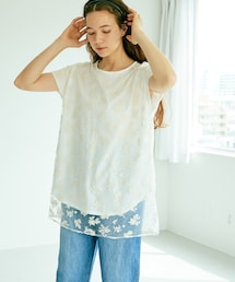 PUAL CE CIN | チュール刺繍チュニック(Tシャツ/カットソー)
