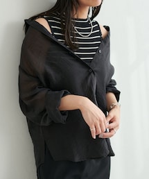natural couture | WEB限定カラー有り/コレ1着でコーデが決まる シアーシャツ×リブニットセット(シャツ/ブラウス)