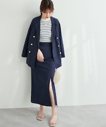 natural couture | 長さ変えれる綿麻スリットナロースカート(スカート)