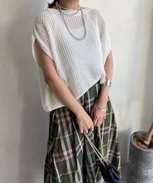 DouDou | 前後編地切替メッシュフレンチ(ニット/セーター)