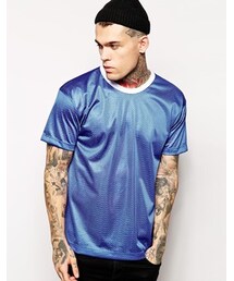 American Apparel | American Apparel Mesh T-Shirt With Contrast Collar - Blue(Tシャツ/カットソー)
