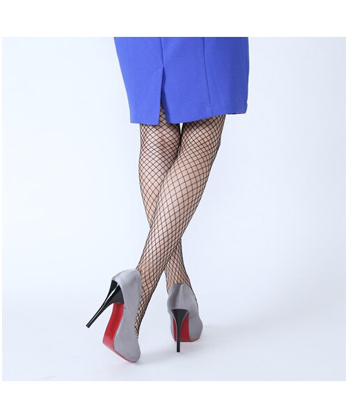 靴下屋（クツシタヤ）の「ラージネットタイツ（タイツ・レディース・グレー/クロ/ベージュ/キャメル/コゲチャ/ピンク/ラズベリー/オレンジ/アップルグリーン/パープル/ダークパープル・M～L）」の14枚目の写真