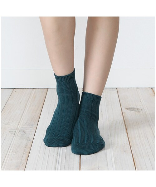 靴下屋（クツシタヤ）の「太リブショートソックス（ソックス・靴下・レディース・キナリ/サラシ/クロ/グレーモク/チャコールモク/チェリーピンク/エンジ/カラシ/カーキ/ブルー/コン/ダークターコイズ・22.0～24.0cm）」の14枚目の写真