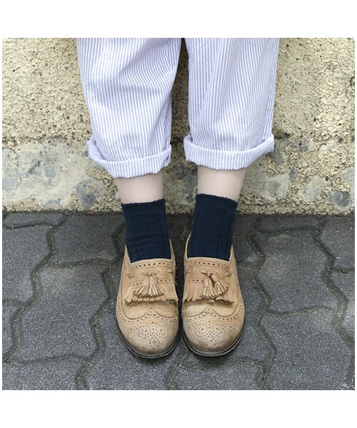 靴下屋（クツシタヤ）の「太リブショートソックス（ソックス・靴下・レディース・キナリ/サラシ/クロ/グレーモク/チャコールモク/チェリーピンク/エンジ/カラシ/カーキ/ブルー/コン/ダークターコイズ・22.0～24.0cm）」の7枚目の写真