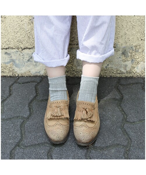 靴下屋（クツシタヤ）の「太リブショートソックス（ソックス・靴下・レディース・キナリ/サラシ/クロ/グレーモク/チャコールモク/チェリーピンク/エンジ/カラシ/カーキ/ブルー/コン/ダークターコイズ・22.0～24.0cm）」の3枚目の写真