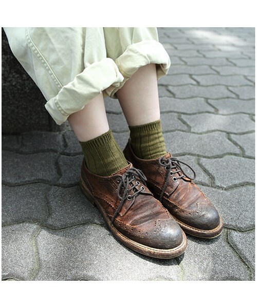 靴下屋（クツシタヤ）の「太リブショートソックス（ソックス・靴下・レディース・キナリ/サラシ/クロ/グレーモク/チャコールモク/チェリーピンク/エンジ/カラシ/カーキ/ブルー/コン/ダークターコイズ・22.0～24.0cm）」の5枚目の写真