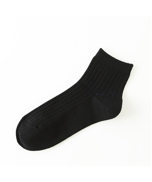 靴下屋（クツシタヤ）の「◆カタログ掲載◆6×2リブショートソックス（ソックス・靴下・レディース・オフホワイト/キナリ/クロ/クロ＋アカ/クロ＋ブルー/チャコールモク/チャコールモク＋ミドリ/コゲチャ/ローズピンク/エンジ/ダークオレンジ/イエロー/キミドリ/ダークグリーン/ネイビー/コン＋アカ・22.0～24.0cm）」の5枚目の写真