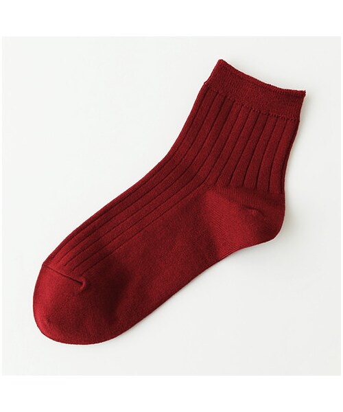 靴下屋（クツシタヤ）の「◆カタログ掲載◆6×2リブショートソックス（ソックス・靴下・レディース・オフホワイト/キナリ/クロ/クロ＋アカ/クロ＋ブルー/チャコールモク/チャコールモク＋ミドリ/コゲチャ/ローズピンク/エンジ/ダークオレンジ/イエロー/キミドリ/ダークグリーン/ネイビー/コン＋アカ・22.0～24.0cm）」の12枚目の写真