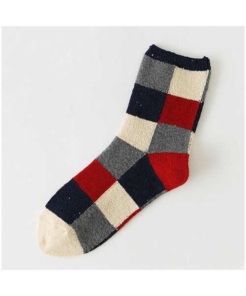 靴下屋（クツシタヤ）の「異素材ブロックショートソックス（ソックス・靴下・レディース・シルバーグレー/チャコールモク/ベージュモク/ピンクモク/アカ/ダークオレンジ/コン・22.0～24.0cm）」の4枚目の写真