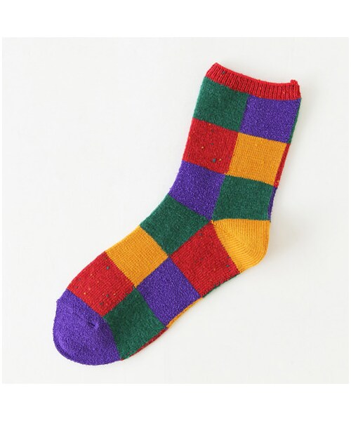 靴下屋（クツシタヤ）の「異素材ブロックショートソックス（ソックス・靴下・レディース・シルバーグレー/チャコールモク/ベージュモク/ピンクモク/アカ/ダークオレンジ/コン・22.0～24.0cm）」の6枚目の写真