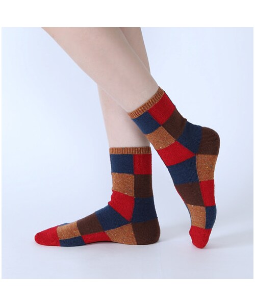 靴下屋（クツシタヤ）の「異素材ブロックショートソックス（ソックス・靴下・レディース・シルバーグレー/チャコールモク/ベージュモク/ピンクモク/アカ/ダークオレンジ/コン・22.0～24.0cm）」の10枚目の写真