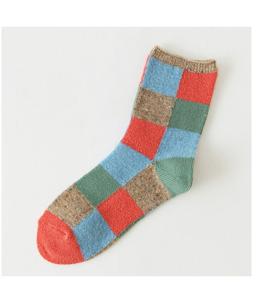 靴下屋（クツシタヤ）の「異素材ブロックショートソックス（ソックス・靴下・レディース・シルバーグレー/チャコールモク/ベージュモク/ピンクモク/アカ/ダークオレンジ/コン・22.0～24.0cm）」の3枚目の写真