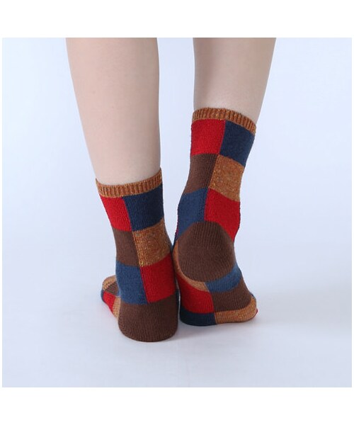 靴下屋（クツシタヤ）の「異素材ブロックショートソックス（ソックス・靴下・レディース・シルバーグレー/チャコールモク/ベージュモク/ピンクモク/アカ/ダークオレンジ/コン・22.0～24.0cm）」の11枚目の写真