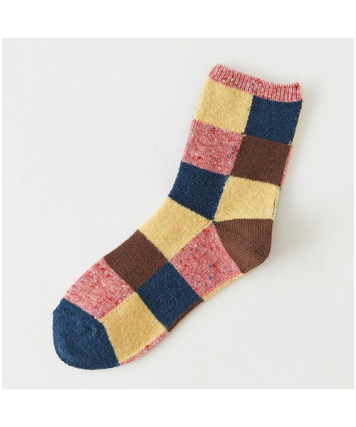 靴下屋（クツシタヤ）の「異素材ブロックショートソックス（ソックス・靴下・レディース・シルバーグレー/チャコールモク/ベージュモク/ピンクモク/アカ/ダークオレンジ/コン・22.0～24.0cm）」の5枚目の写真