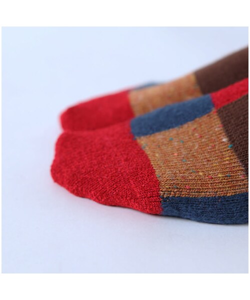 靴下屋（クツシタヤ）の「異素材ブロックショートソックス（ソックス・靴下・レディース・シルバーグレー/チャコールモク/ベージュモク/ピンクモク/アカ/ダークオレンジ/コン・22.0～24.0cm）」の14枚目の写真