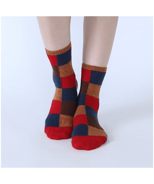 靴下屋（クツシタヤ）の「異素材ブロックショートソックス（ソックス・靴下・レディース・シルバーグレー/チャコールモク/ベージュモク/ピンクモク/アカ/ダークオレンジ/コン・22.0～24.0cm）」の9枚目の写真