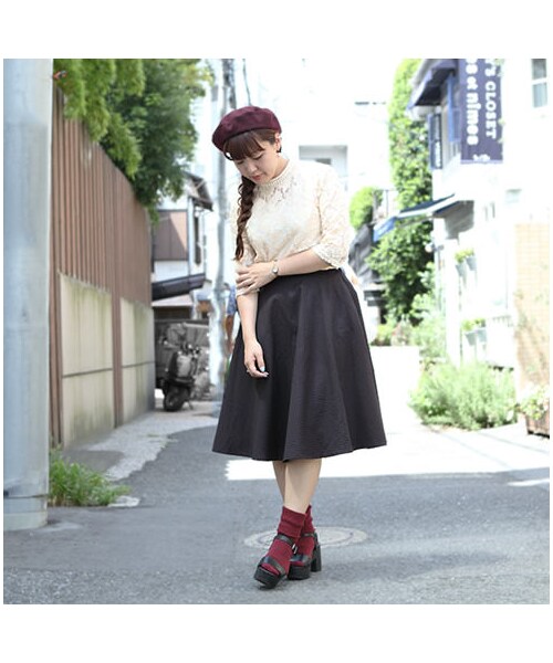 靴下屋（クツシタヤ）の「大幅折り返しルーズベタソックス◆2WAY◆（ソックス・靴下・レディース・オフホワイト/クロ/グレージュ/エンジ/レンガ/ダークグリーン・22.0～24.0cm）」の14枚目の写真