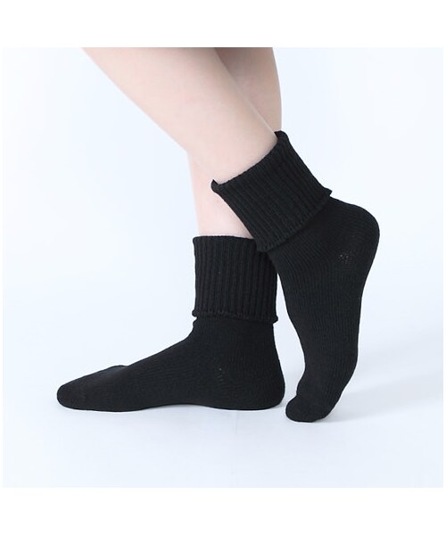 靴下屋（クツシタヤ）の「大幅折り返しルーズベタソックス◆2WAY◆（ソックス・靴下・レディース・オフホワイト/クロ/グレージュ/エンジ/レンガ/ダークグリーン・22.0～24.0cm）」の9枚目の写真