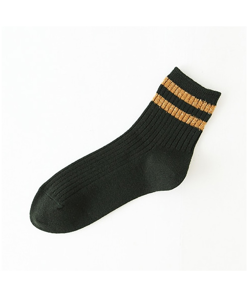 靴下屋（クツシタヤ）の「モコモコラメ2本ラインショートソックス（ソックス・靴下・レディース・オフホワイト/クロ/グレーモク/チャコールモク/エンジ/ダークグリーン/ネイビー・22.0～24.0cm）」の5枚目の写真