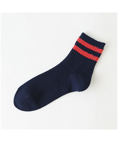 靴下屋（クツシタヤ）の「モコモコラメ2本ラインショートソックス（ソックス・靴下・レディース・オフホワイト/クロ/グレーモク/チャコールモク/エンジ/ダークグリーン/ネイビー・22.0～24.0cm）」の6枚目の写真