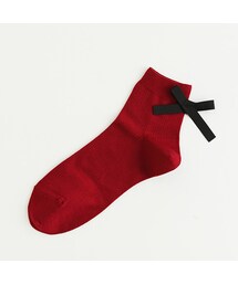 靴下屋 | リボン付きリブショートソックス(レッグウェア)