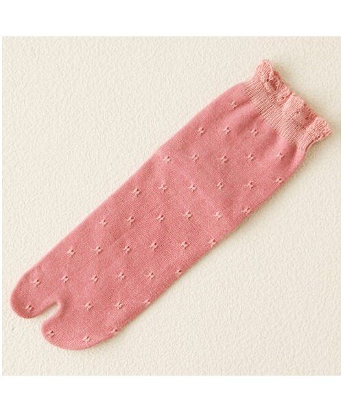 靴下屋（クツシタヤ）の「足袋タックフリルソックス（ソックス・靴下・レディース・キナリ/クロ/グレーモク/ベージュモク/ダルピンク/インディゴブルー・22.0～24.0cm）」の6枚目の写真