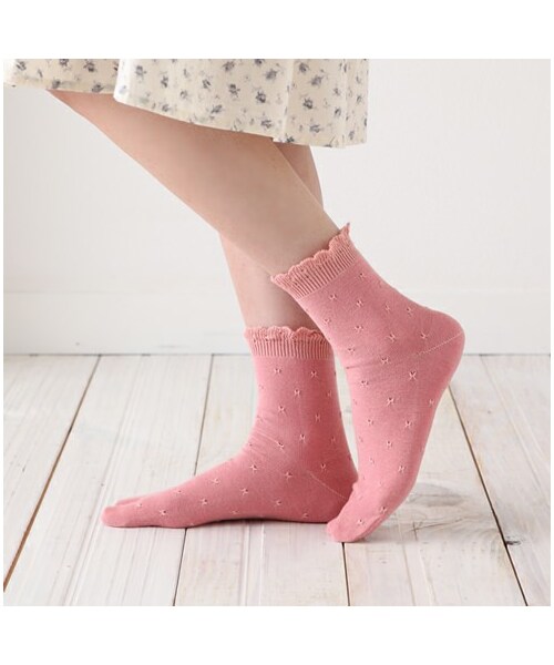 靴下屋（クツシタヤ）の「足袋タックフリルソックス（ソックス・靴下・レディース・キナリ/クロ/グレーモク/ベージュモク/ダルピンク/インディゴブルー・22.0～24.0cm）」の9枚目の写真