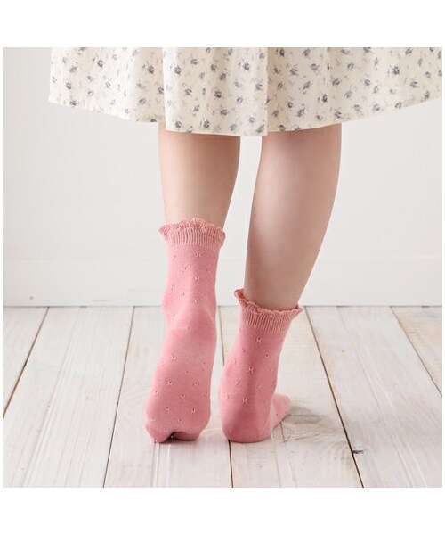 靴下屋（クツシタヤ）の「足袋タックフリルソックス（ソックス・靴下・レディース・キナリ/クロ/グレーモク/ベージュモク/ダルピンク/インディゴブルー・22.0～24.0cm）」の10枚目の写真