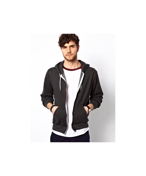 American Apparel(アメリカンアパレル)の「American Apparel Flex Hoodie - Dark heather gray(スウェット・メンズ・Dark heather gray・XXS)」の1枚目の写真