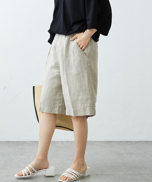 PUAL CE CIN（ピュアルセシン）の「JAPAN MADEリネンバミューダパンツ（その他パンツ・レディース・オフホワイト/ナチュラル/グレー・FREE）」の3枚目の写真