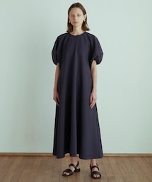 ランタンスリーブ フレアワンピース ブラック セール】ランタンスリーブジャージーワンピース（ワンピース