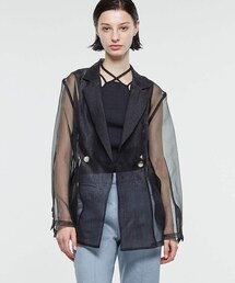 AMERI アメリ　シアーダブルジャケット　ベージュ　カーディガン　半袖 AMERI アメリ シアーダブルジャケット ベージュ カーディガン