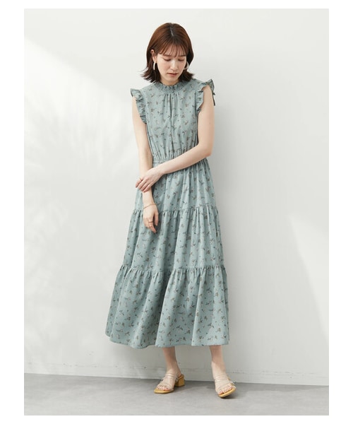 Green Parks(グリーンパークス)の「・ELENCARE DUE フラワーティアードワンピ(ワンピース/ドレス・アイボリー/ブラック/イエロー/ミント・F)」の1枚目の写真