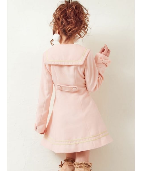 ハートレースリボンセーラー裏毛チュニックブルゾン ピンク ホワイト 夢展望 楽天市場】ハートレースリボンセーラー裏毛チュニックブルゾン