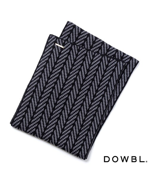 DOWBL(ダブル)の「ヘリンボーンニットマフラー(財布/小物・メンズ・ライトグレー/ダークグレー・F)」の2枚目の写真