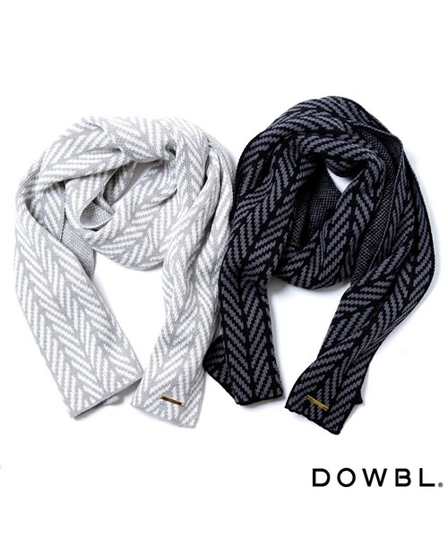 DOWBL(ダブル)の「ヘリンボーンニットマフラー(財布/小物・メンズ・ライトグレー/ダークグレー・F)」の1枚目の写真