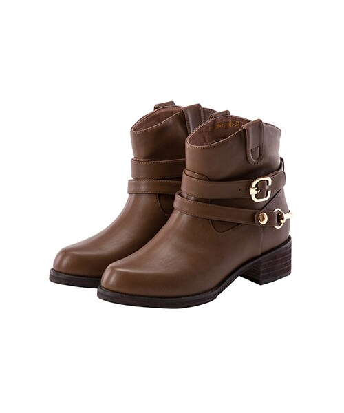 gracegift(グレースギフト)の「2ways雙釦環短靴(シューズ・レディース・棕/咖/黑・35/36/37/38/39/40/41)」の1枚目の写真