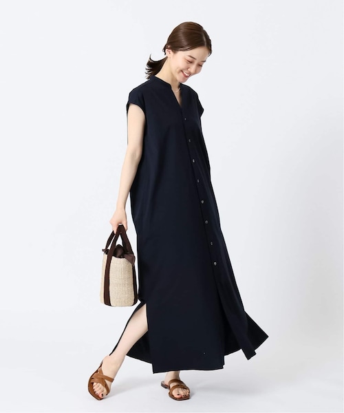 イエナ スキッパーシャツワンピース ロングワンピース フレンチスリーブ 人気♪イエナ スキッパー シャツワンピース ロングワンピース
