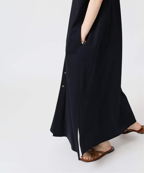 IENA フレンチスリーブシャツワンピース 36 ネイビー レディース春夏 IENA ワンピース シャツワンピース フレンチスリーブシャツ