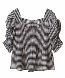 31 Sons de mode（トランテアン　ソン　ドゥ　モード）の「ギンガムチェックシャーリングブラウス（トップス・レディース）」