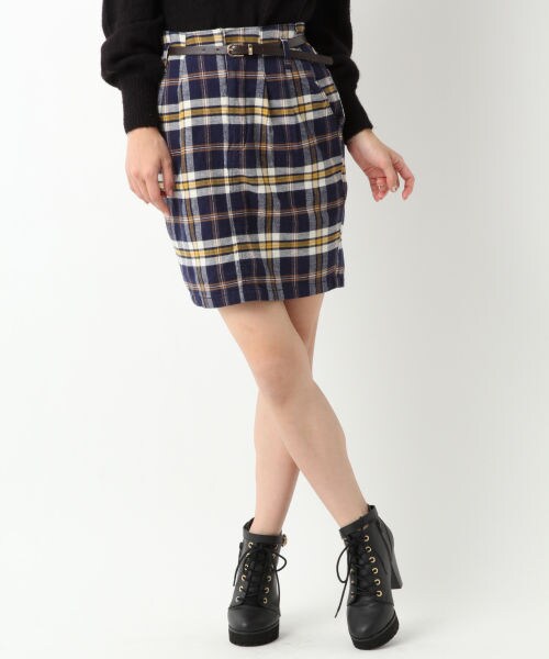 Heather（ヘザー）の「チェックコクーンスカート（スカート・レディース・レッド系/イエロー系/ブラックウォッチ・Ｓ/Ｍ）」の3枚目の写真