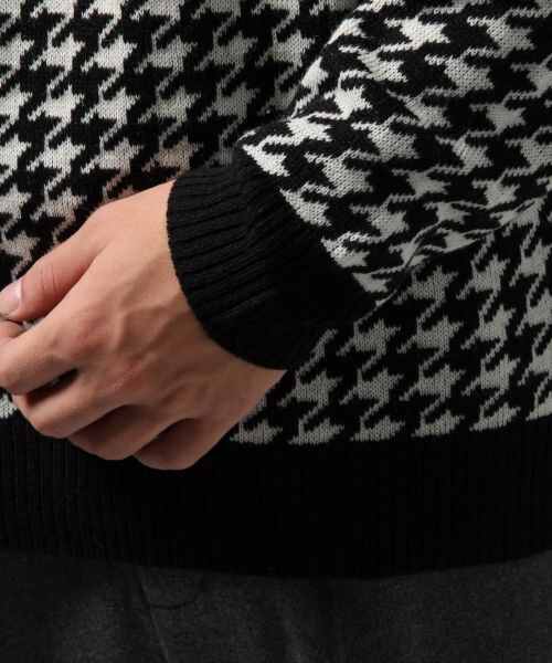 HARE(ハレ)の「ハウンドトゥースニットプルオーバー(トップス・メンズ・ブラック/グレー/ネイビー・S/M/L)」の11枚目の写真