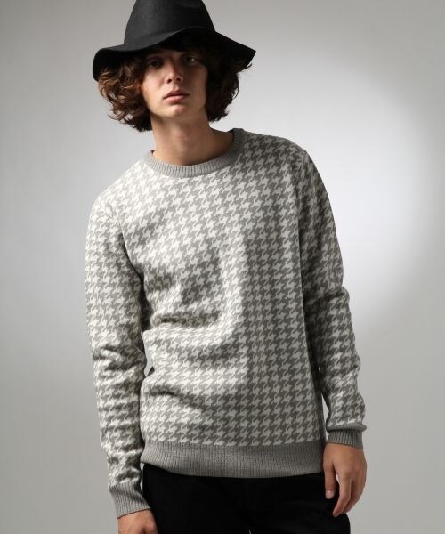 HARE(ハレ)の「ハウンドトゥースニットプルオーバー(トップス・メンズ・ブラック/グレー/ネイビー・S/M/L)」の2枚目の写真