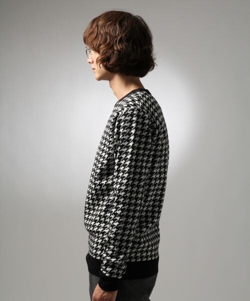 HARE(ハレ)の「ハウンドトゥースニットプルオーバー(トップス・メンズ・ブラック/グレー/ネイビー・S/M/L)」の4枚目の写真
