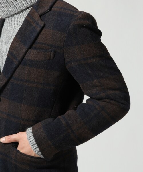 RAGEBLUE（レイジブルー）の「ガラウールチェスターコート（ジャケット/アウター・メンズ・グレーチェック/ブラウンチェック・Ｍ/Ｌ）」の8枚目の写真