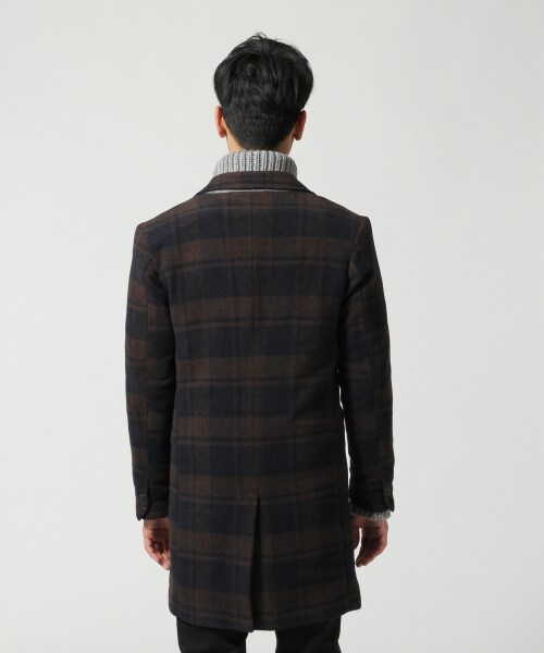 RAGEBLUE（レイジブルー）の「ガラウールチェスターコート（ジャケット/アウター・メンズ・グレーチェック/ブラウンチェック・Ｍ/Ｌ）」の5枚目の写真