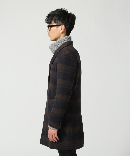 RAGEBLUE（レイジブルー）の「ガラウールチェスターコート（ジャケット/アウター・メンズ・グレーチェック/ブラウンチェック・Ｍ/Ｌ）」の4枚目の写真