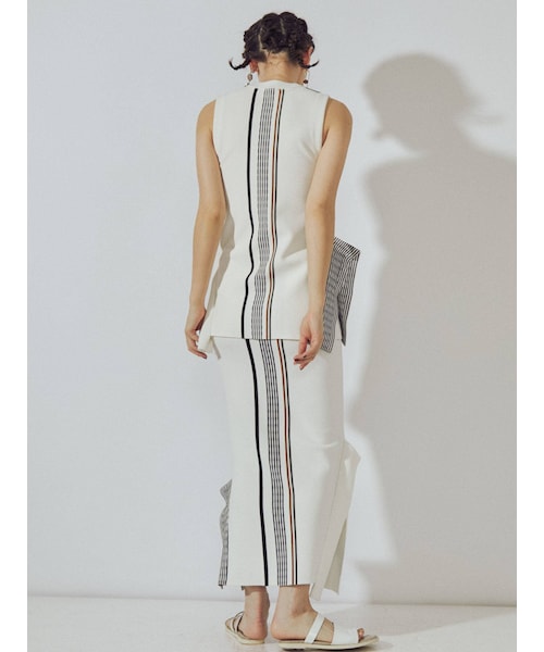 トップス UN3D.TRIBAL BORDER ASYMME KT TOP UN3D.（アンスリード）の「TRIBAL BORDER ASYMME KT TOP（ニット
