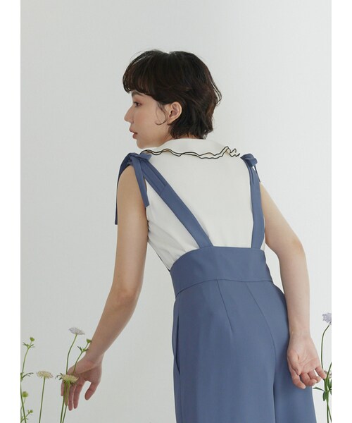 Marjorie（マージョリー）の「岸芷，飄逸雙層荷葉領上衣（トップス・レディース・米白・S/M）」の6枚目の写真